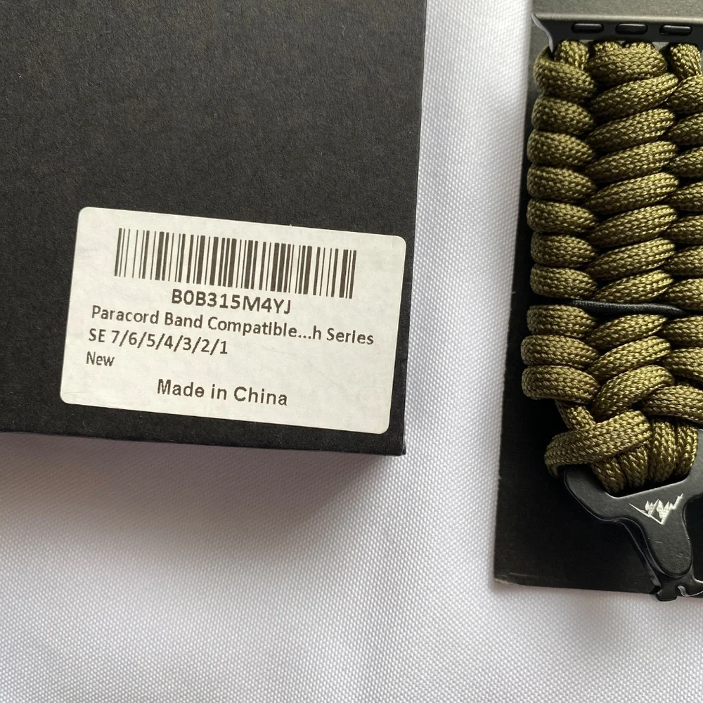 Adventure Paracord Strap for Apple Watch Series 7 6 5 4 3 Green Army